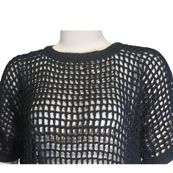 Honest Cotton Marie Black Crochet Coverup Open Weave Dress One Size - Picture 3 of 10